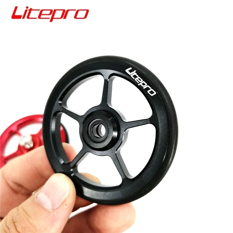 1Pair Litepro Folding Bike Easywheel For Brompton Easy Wheel O-Type Rubber Wheel Aluminum Alloy CNC Rear Racks Bearing Easywheel