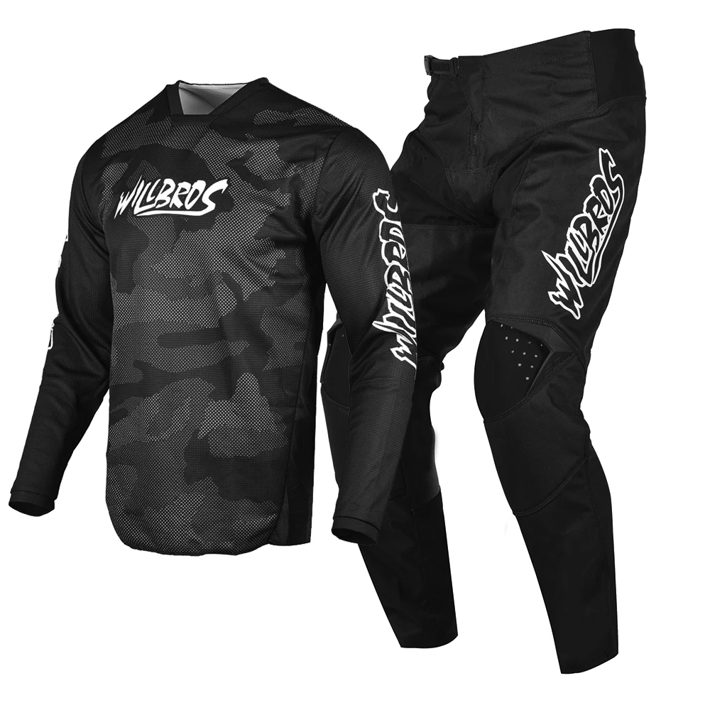 

Willbros Motocross Jersey & Pant Combo MX BMX Dirt Bike Off Road Gear Set Camouflage Black