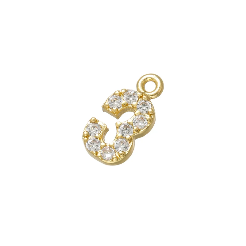ZHUKOU 5x10mm Gold color flat ring Arabic number Pendant/number charms for women necklace earring jewelry accessories modelVD706