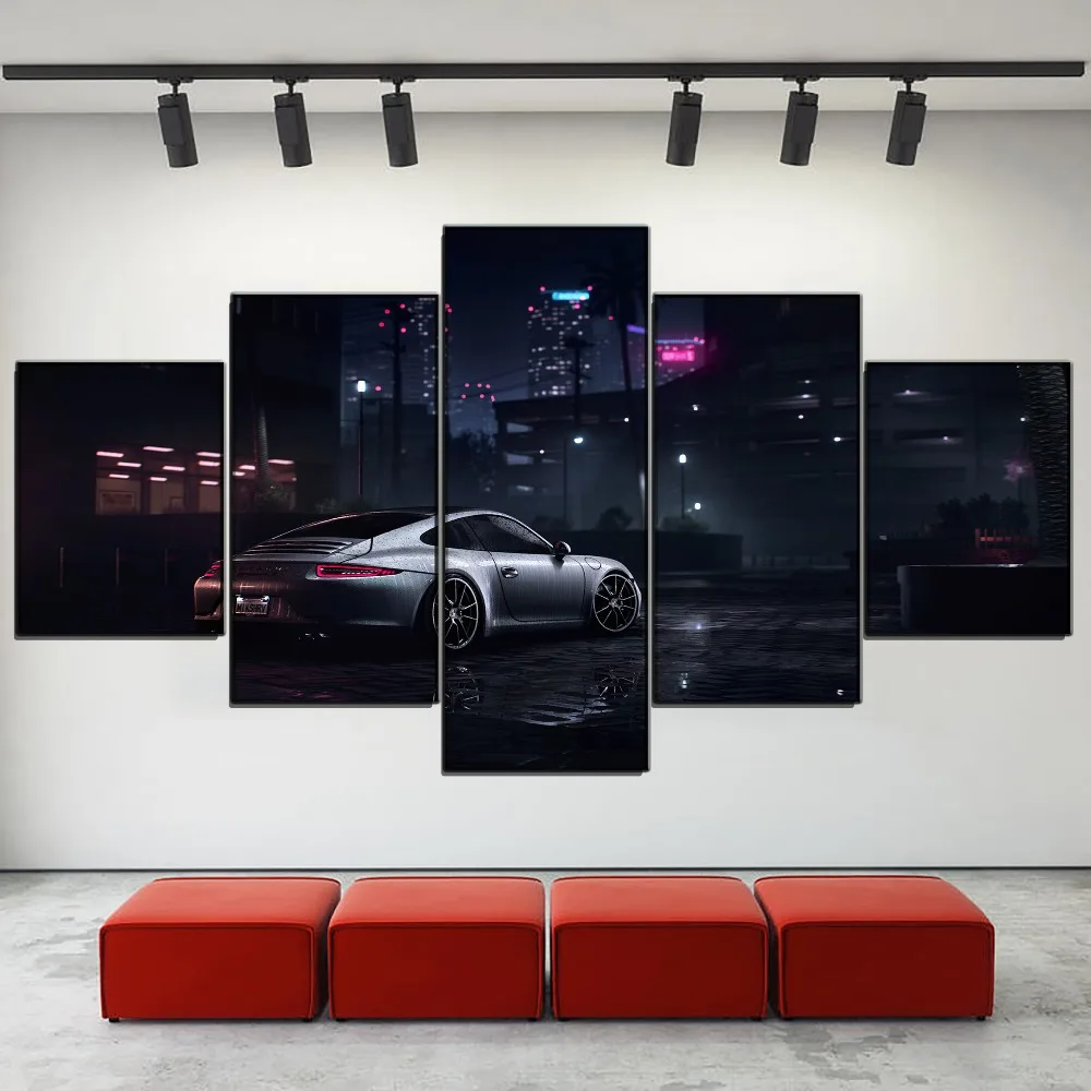 Modular Printed Pictures Home Decor 5 Pieces Speed Back View And City Landscape Paintings Office Canvas Poster Wall Art Frame