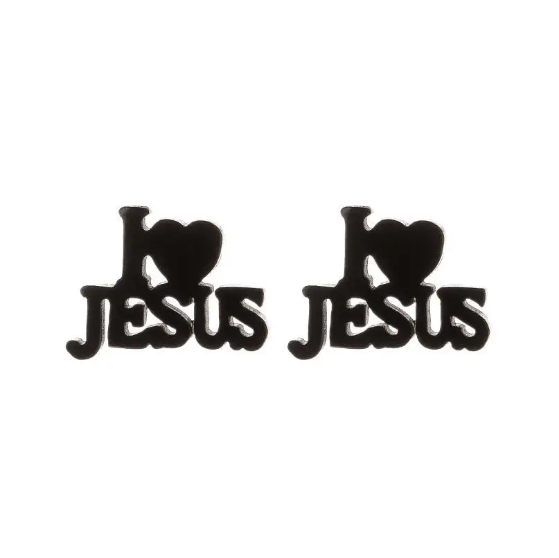 Stainless Steel I LOVE JESUS Stud Earring Fashion Letter Earrings For Women Girls Statement Jewelry Gifts Party Piercing Bijoux