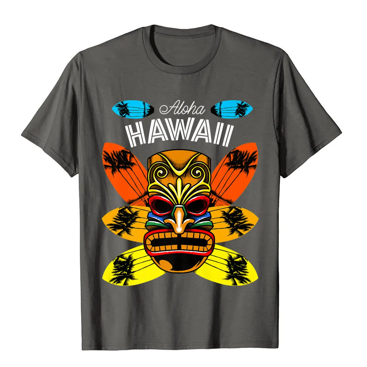 Aloha Hawaii Tiki And Surfboards Funny Luau Vacation Lover Premium T-Shirt T Shirt For Men Design T Shirt Printed Cotton