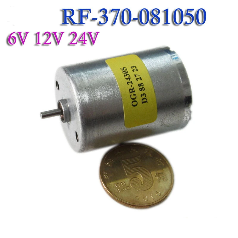 2pcs 370 Motor Electric DC 6V 12V 24V Low Speed 980rpm 200rpm 4150rpm Low Noise Reversed Metal Moteur DIY Engine RF-370CB-081050