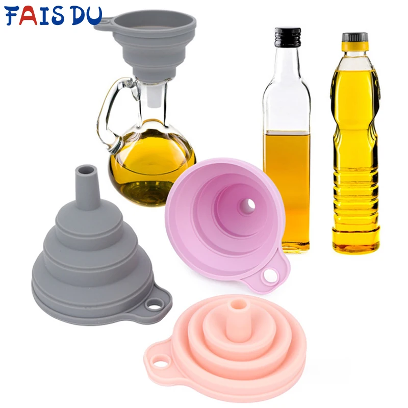 Fais Du Resuable Silicone imbuto pieghevole BBQ filtro portatile imbuto olio multifunzionale dispenser di perdite di liquidi strumenti per la casa