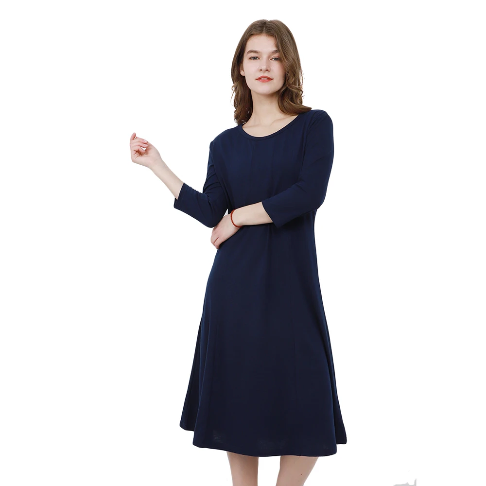 Yming Gaun Wanita Putih Ukuran Plus Gaun Kasual Pesta Lengan 1/4 Gaun Leher Midi Elegan Gaun Kantor Vestidos Wanita XXXL