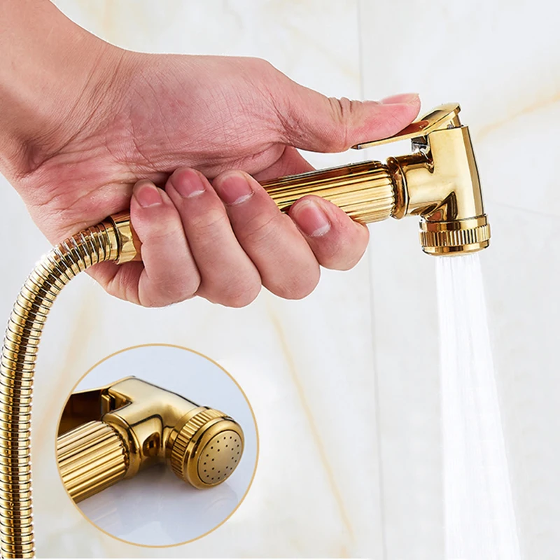 Bidet Faucet Gold Brass Bathroom Shower Tap Bidet Toilet Sprayer Bidet Toilet Washer Mixer Muslim Shower Ducha Higienica