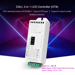 DT8 DALI 5 IN 1 LED şerit denetleyici dijital ekran dimmer tek renk/RGB/RGBW/RGB + CCT çıkış modu 12 ~ 24V uyumlu DL-POW1