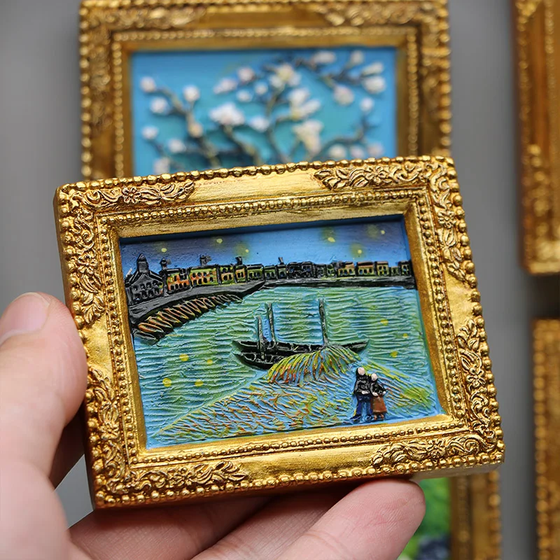 World famous painting Van Gogh painting Picture frame 3d fridge magnets starry sky sunflower siesta refrigerator stickers gifts