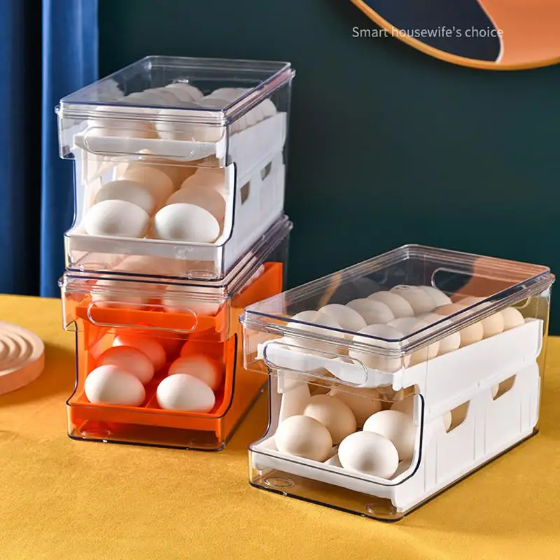 

Refrigerator Transparent Egg Storage Box Slide Type Egg Storage Box Egg Fruit and Vegetable Storage Box Kitchen Tools