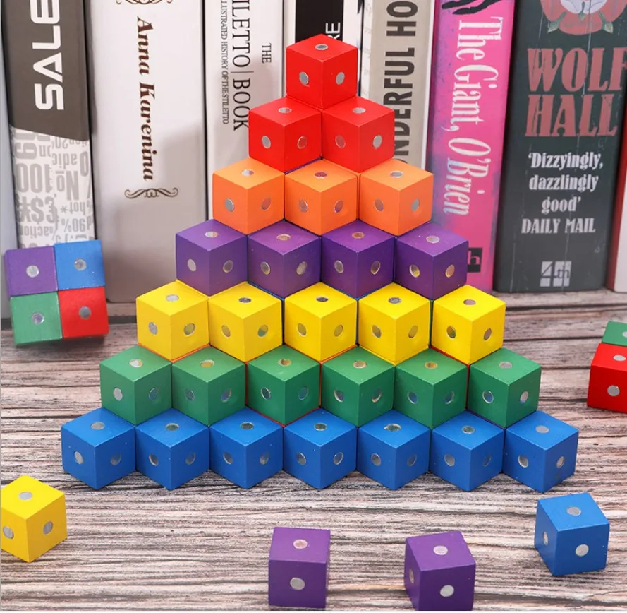 6-70PCS Holz Block Spielzeug Magnet Cube Magnetische DIY 3D Modell Bausteine Für Kinder Educational Math Spielzeug weihnachten Geschenke