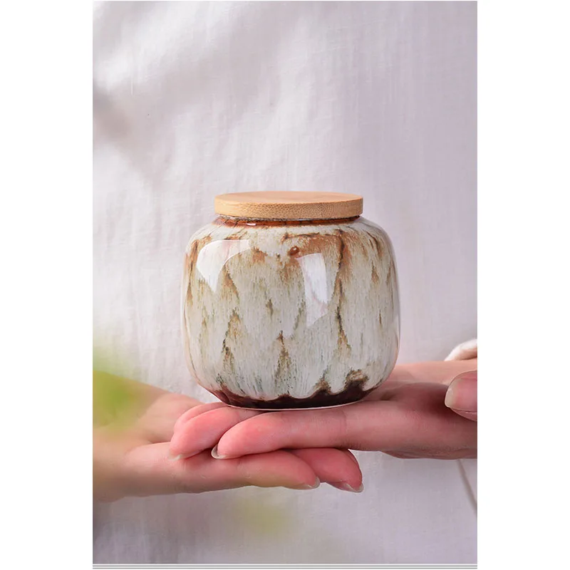 220ml Ceramic Kitchen Tea Box Retro Fission Color Tea Caddies Containers Travel Storage Box Porcelain Jar For Powder Coffee Jar