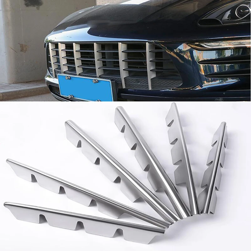 Stainless Steel Front Grille Trim Strips 6pcs For Porsche Macan 2014 2015 2016 2017 Car Styling Bumper Decoration Decals