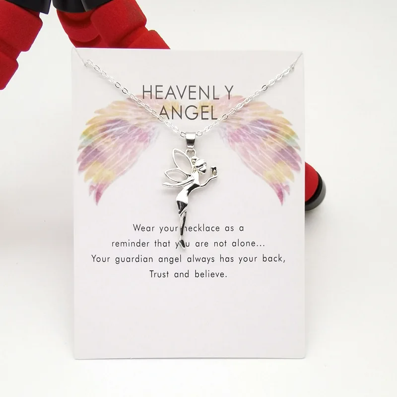 New Angel Tooth Fairy Little Girl Pendant Creative Card Clavicle Choker for women TRENDY charm Valentine\'s Day gift for lovers