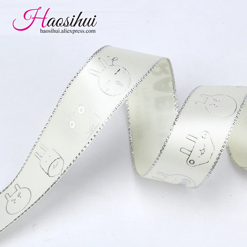 16 23 39mm Personalized Hot Stamping Wire Edges Glitter Ribbon Wedding Cake Boxes Baby Shower Ribbon for Decoration