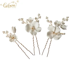 Gibson Bridal Lovely Floral Headpiece Ceramic Flower Hair Accessories Wedding Bride Hair Pin Bridesmaid Jewelry