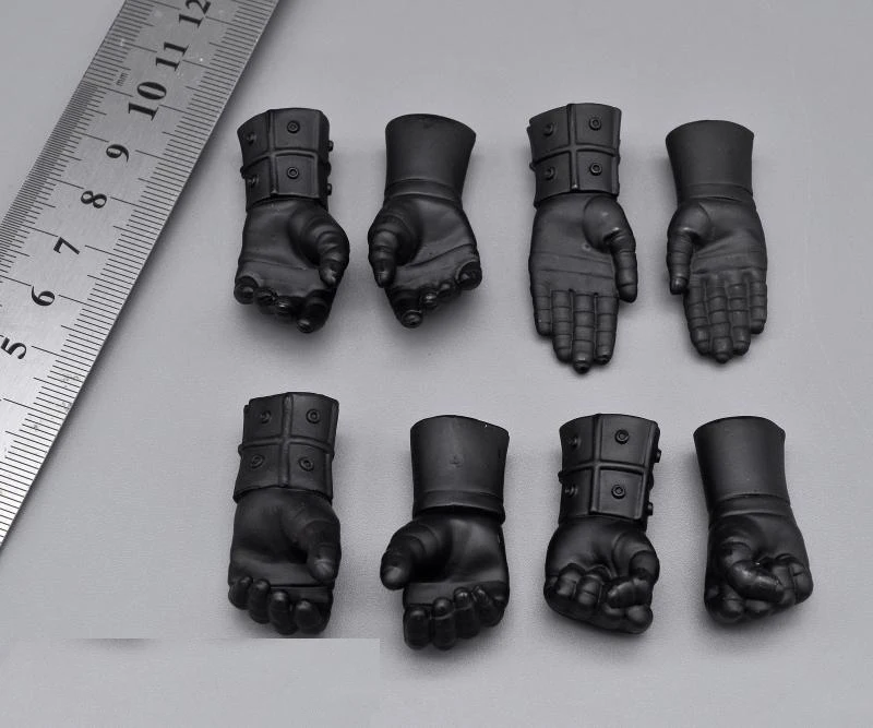 

In Stock For Sale 1/6th Soldier RAH Black Long Straight Glove Hand Model 8PCS/SET For Usual 12inch Doll Figures Collection