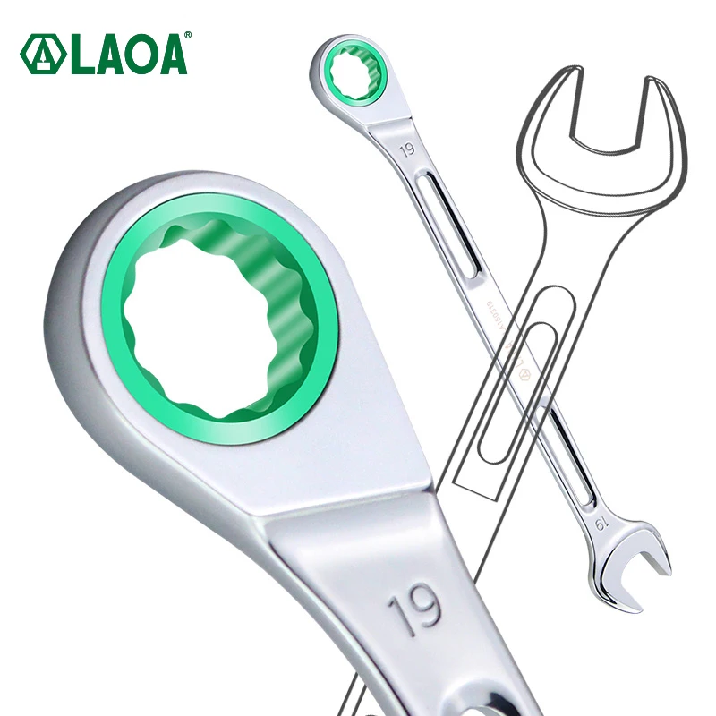 LAOA 72T Ratchet Combination Wrench CR-V Two-end Torque Gear Socket Wrench Professional  Car Repair  Hand Tools