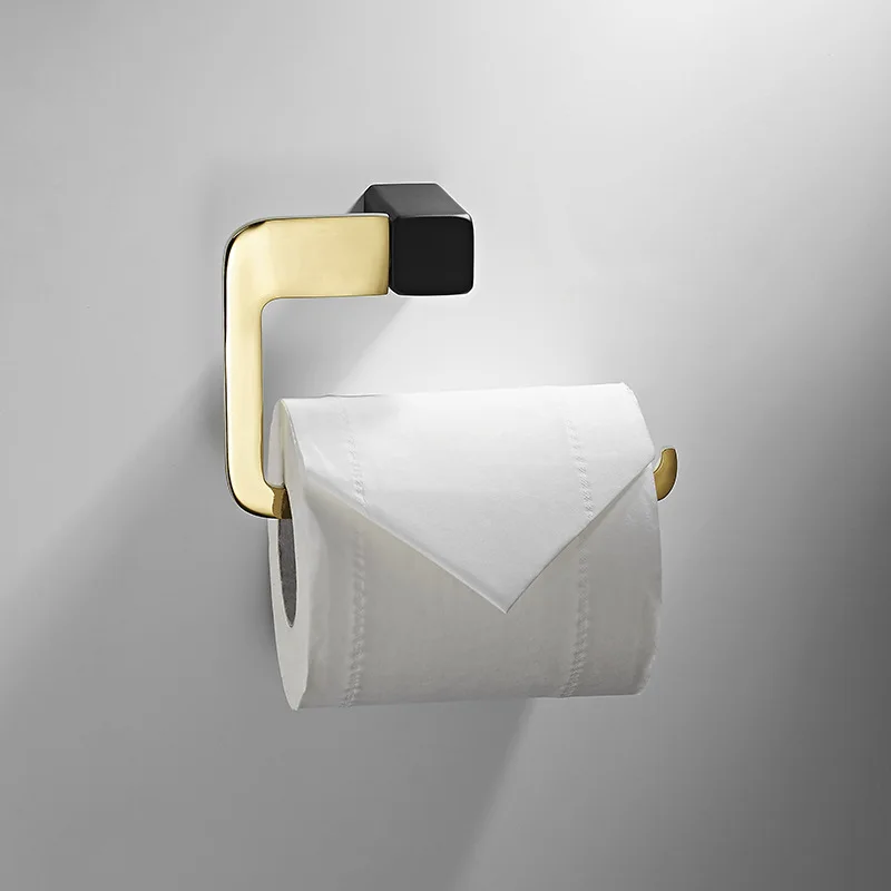 Six-piece black gold towel rack kit bathroom towel bar paper Holder towel hook clothes hook pendant