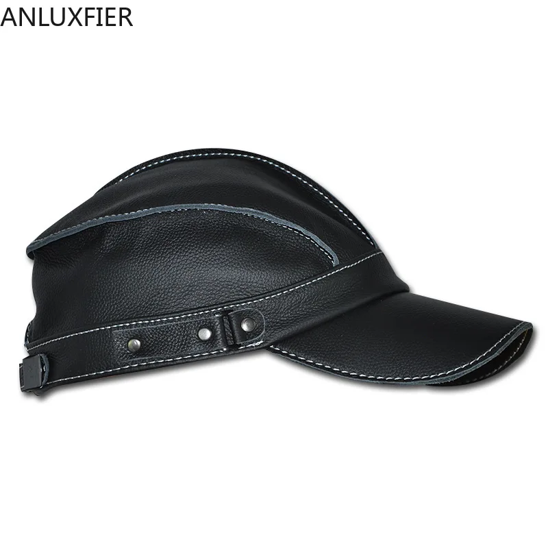 H6983 Leather Hat Male Korean New Baseball Cap Autumn Winter Outdoor Leisure Youth Middle-aged Women Men Fashion Cowhide Hats