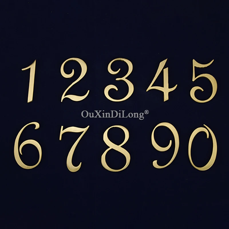 Brand New Pure Brass House Number Address Digits 0~9 Door Plaque Sign Wall Decor Villa Hotel Door Plates House Signs Decorations