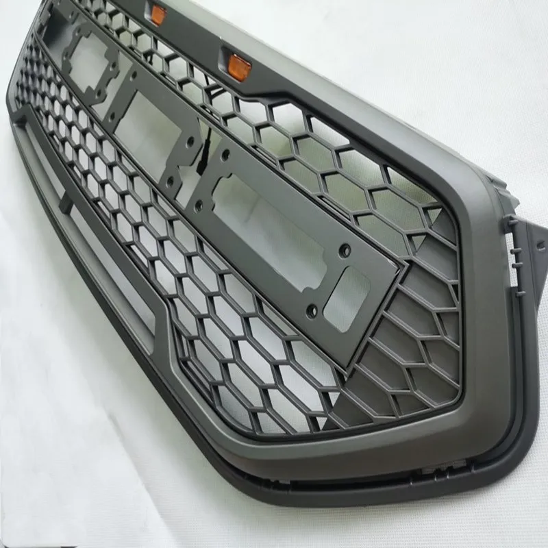Glossy/Matte Black Front Grille for 2017 2018 2019 Ford Esacpe Kuga Racing grilles with lights Upgrade F-150 Raptor Style Grille