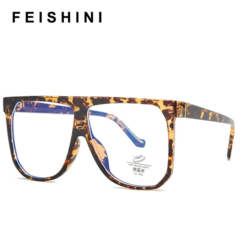 Feishini Anti Blue Light EyeGlasses Frames Women locking Filter Reduces Computer Business Eyewear Woman Big Improve Comfort