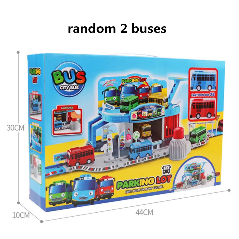 Korean Anime Toy the Little Bus Garage Puzzle Assemble Track Transit Service Station Packing Lot with 2 tayo Bus Play Toy Model