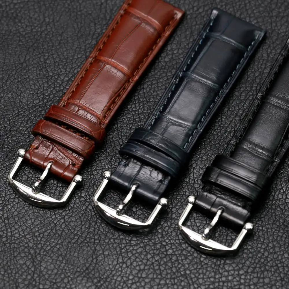 Pesno Watch Band Black Brown Dark Blue Watch Accessory 20mm 22mm Alligator Leather Strap for IWC Portofino Family Chronogroph