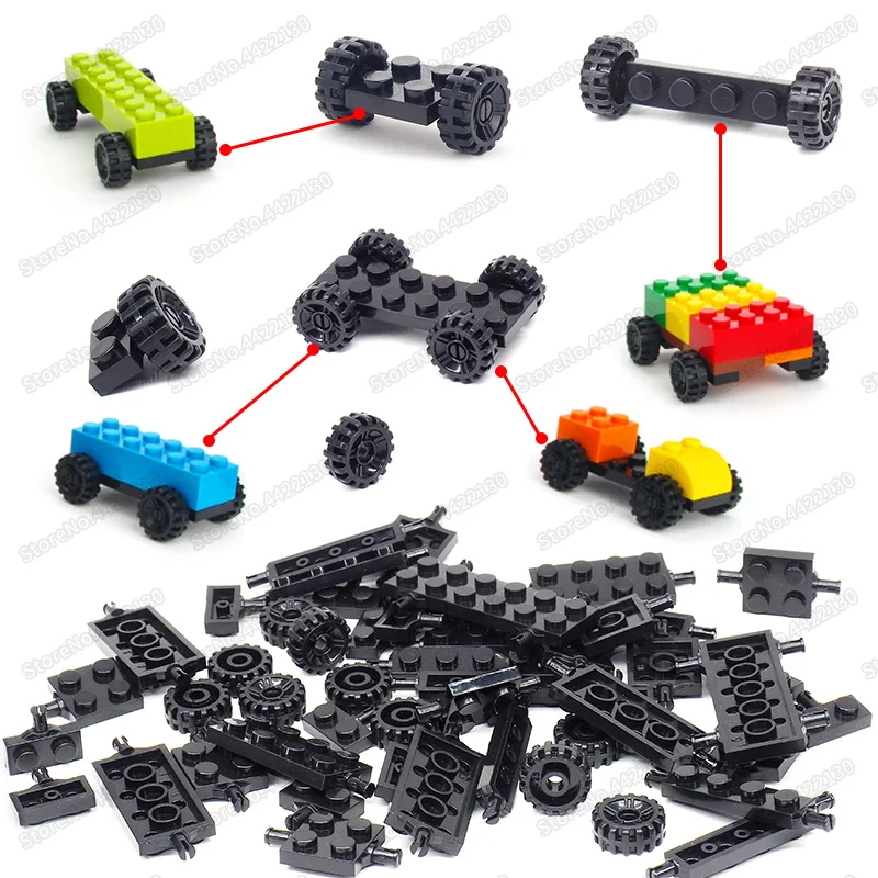 City Building Block Wheel Shaft Plate Accessories Diy Racing Car Military Vehicle Technology Classic Cars Figures Moc Child Toys