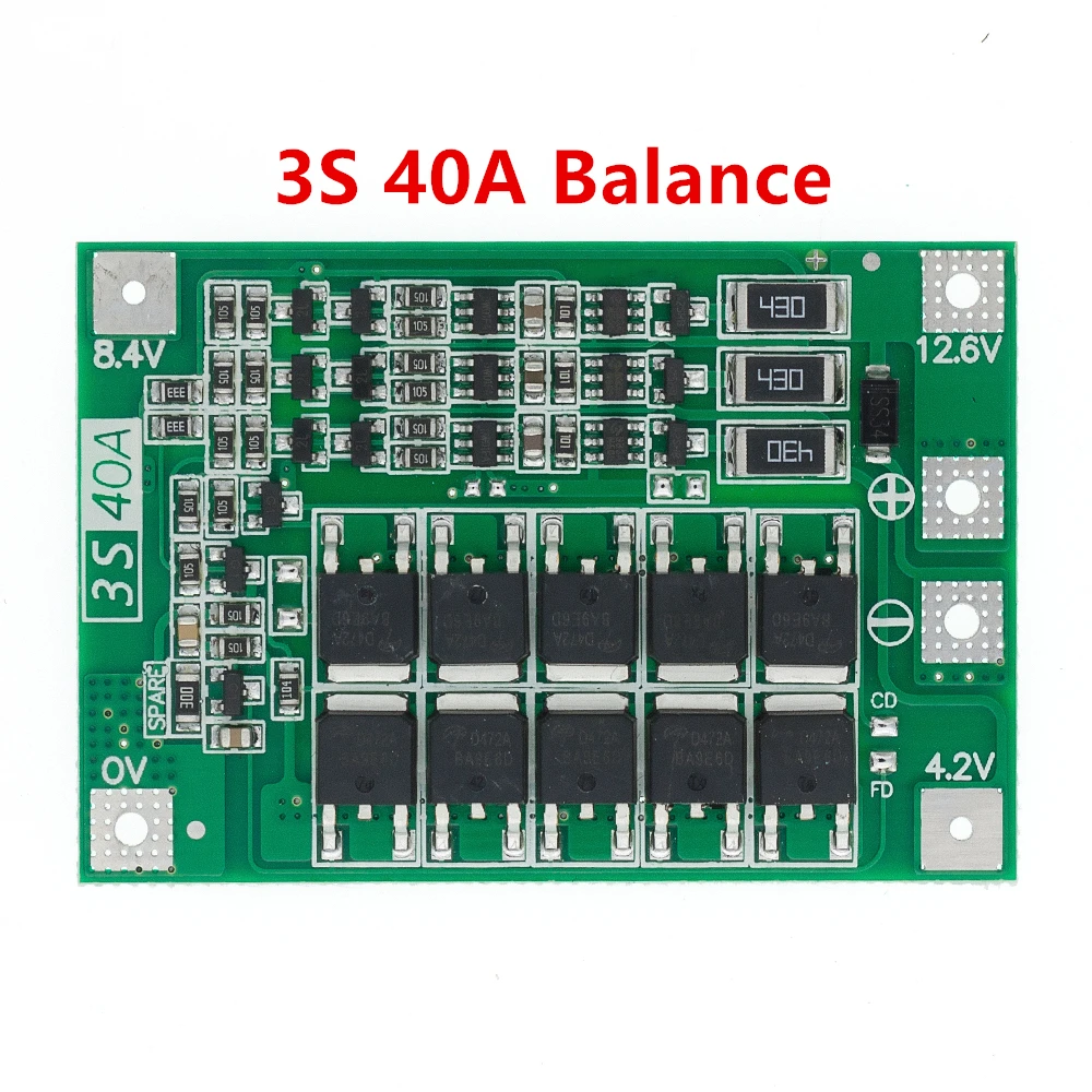 3S/4S 40A/60A Li-ion Lithium Battery Charger Protection Board 18650 BMS For Drill Motor Enhance/Balanced 11.1V/12.6V/14.8V/16.8V