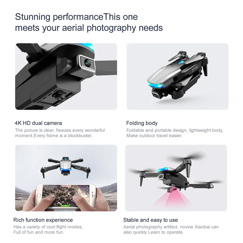 4K HD Camera Optical Flow Positioning Aerial RC Drone Laser Obstacle Avoidance 150M 360° Stunt Roll Remote Control Quadcopter