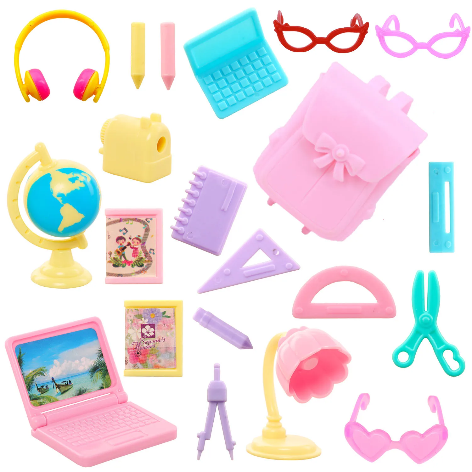 Pretend Play Dollhouse Toys Doll School Gear Miniature Classroom Schoolbag Accessories Set For Barbies Doll BJD Baby Girl Gift