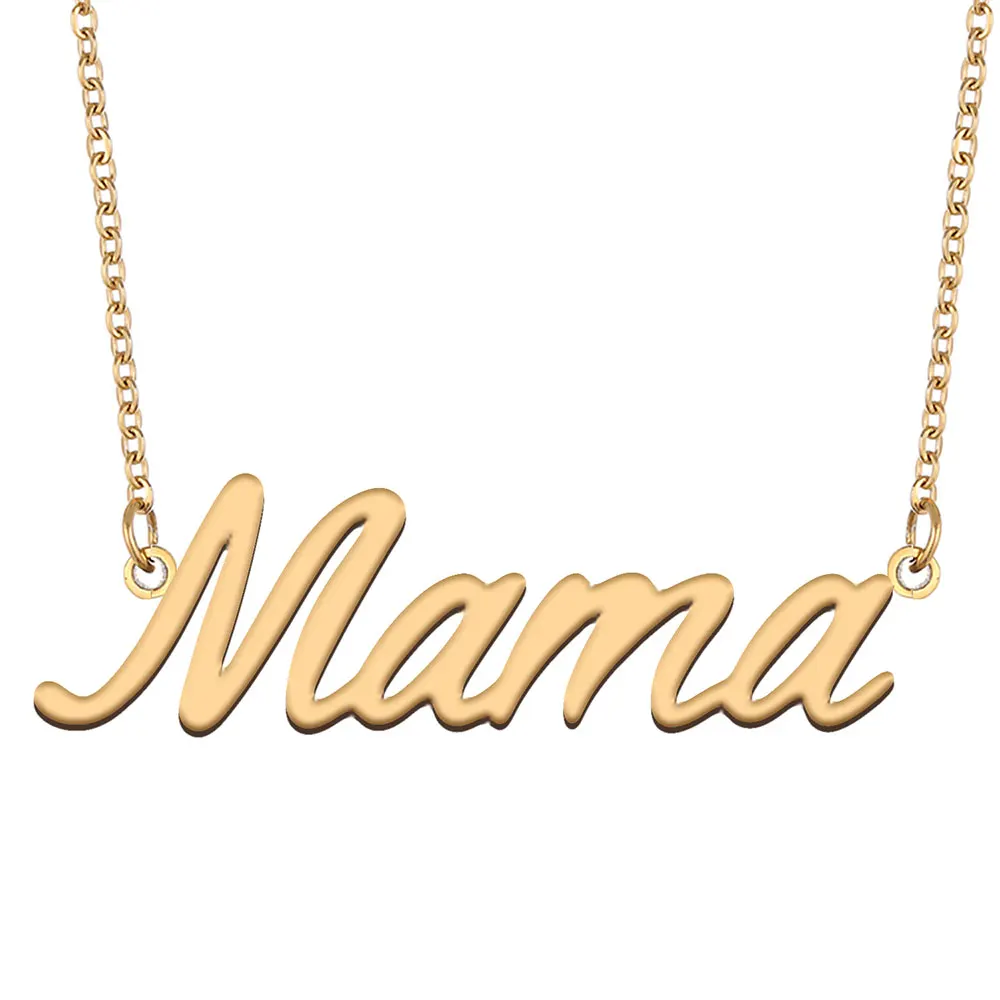 

Mama Name Necklace for Women Personalized Stainless Steel Jewelry Gold Plated Nameplate Pendant Femme Mothers Girlfriend Gift