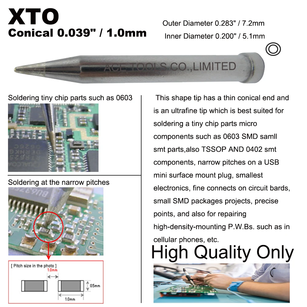 XTO-Punta de soldadura de repuesto, ajuste cónico para Estación de hierro WELLER WXP120 WP120 WP120IG WX1010 WX2020 WT1010H WD1000HPT WXMP120