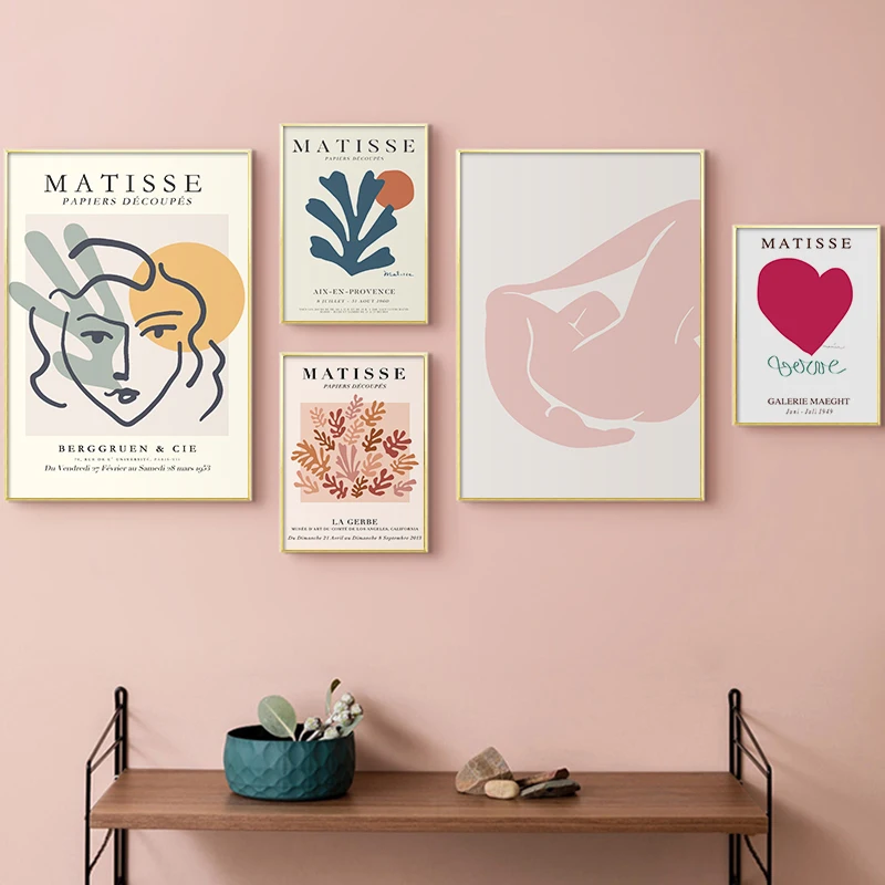 Henri Matisse Abstract Illustration Canvas Painting Cut Out Print Vintage Exhibition Poster Beige Wall Art Pictures Home Decor