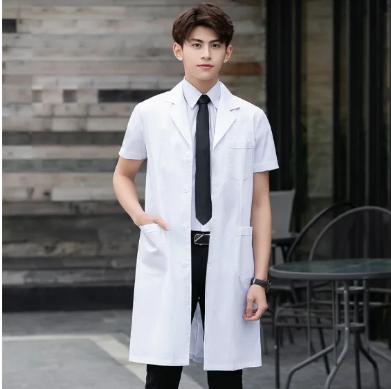 Manteau Long de laboratoire respirant unisexe, vente en gros, uniforme de salon de beauté, uniforme de salon de beauté, blanc