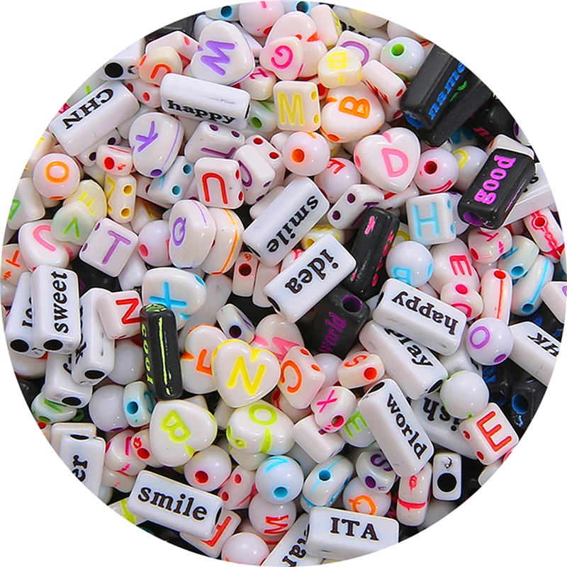 50-100Pcs/lot Mix Size Square Rectangle Heart Shape Plastic Acrylic Alphabet Letter Beads for Garment DIY Sewing Clothing Crafts
