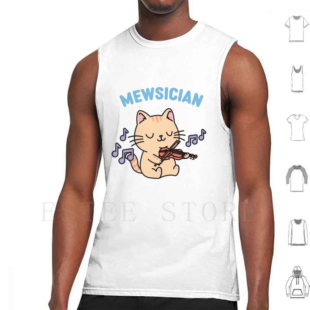 The Mewsician | Cat Playing The Violin Tank Tops Vest Sleeveless Music Cat Violin Viola Violinist Violist Orch Dork