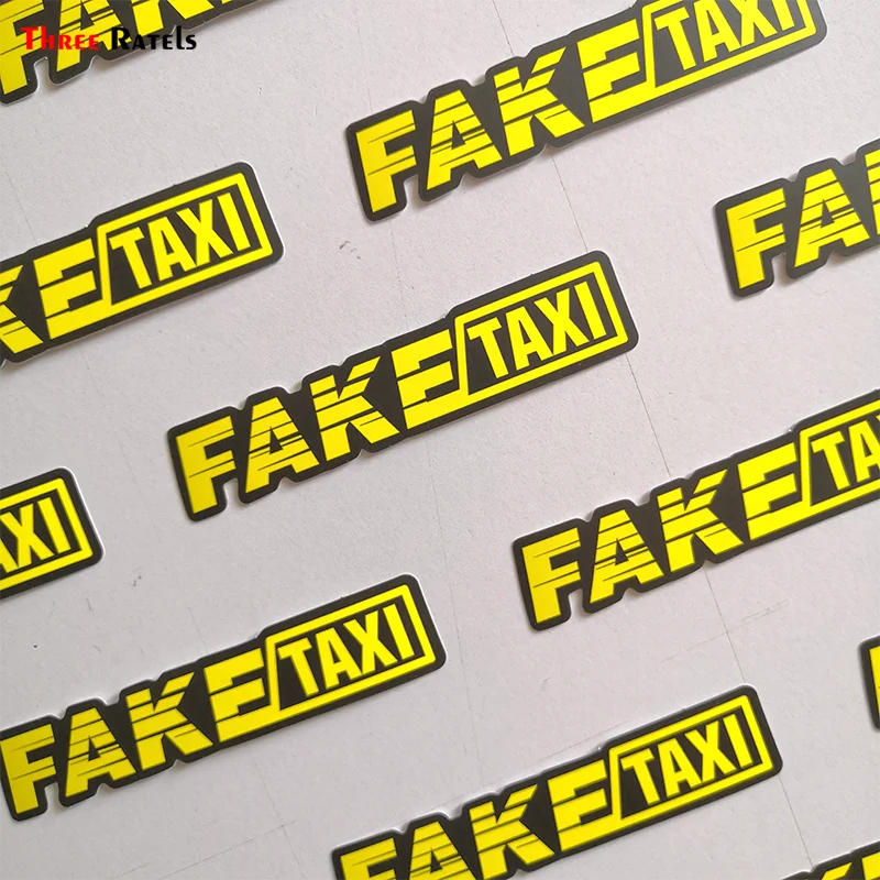 Three Ratels 50pcs Yellow Fake Taxi Logo Pvc Waterproof Window Laptop Trunk Auto Motorcycle Car Sticker And Decals