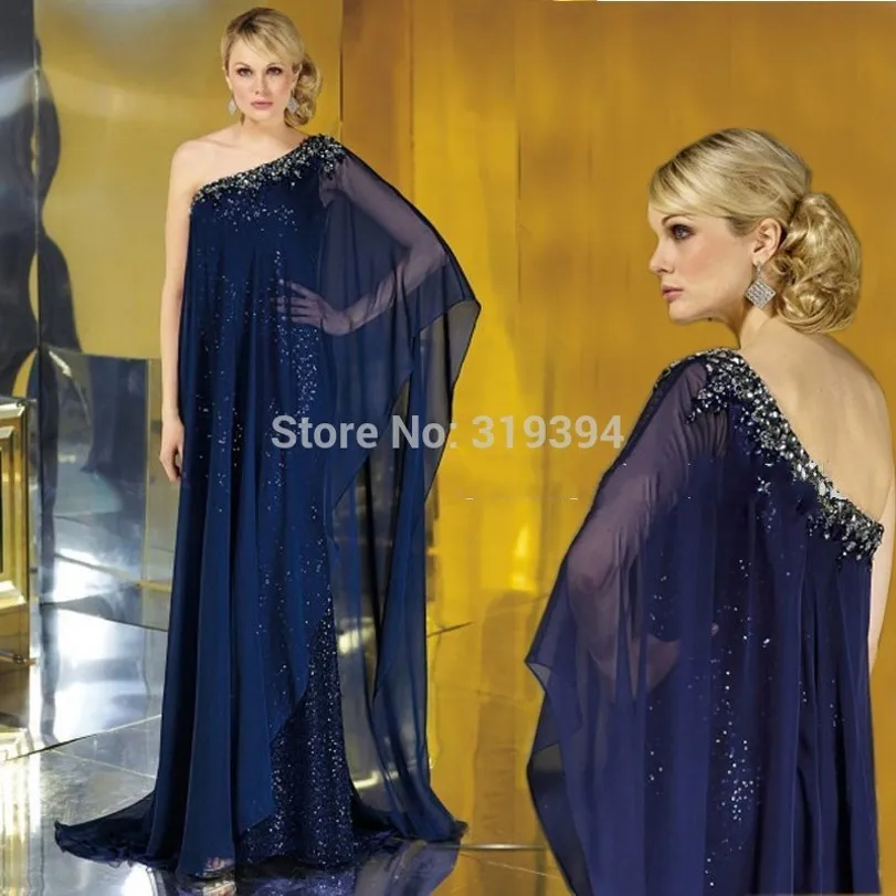 Nuovo abito da sera lungo in Chiffon blu scuro scuro 2023 Dubai caftano con paillettes abito da ballo formale arabo Vestido De Festa su misura