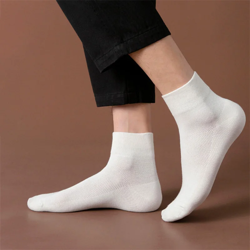 Men\'s Socks Summer Thin Deodorant Socks Cotton Mesh Socks Men Solid Color Harajuku Mens Ankle Socks White Black Calcetines Meias