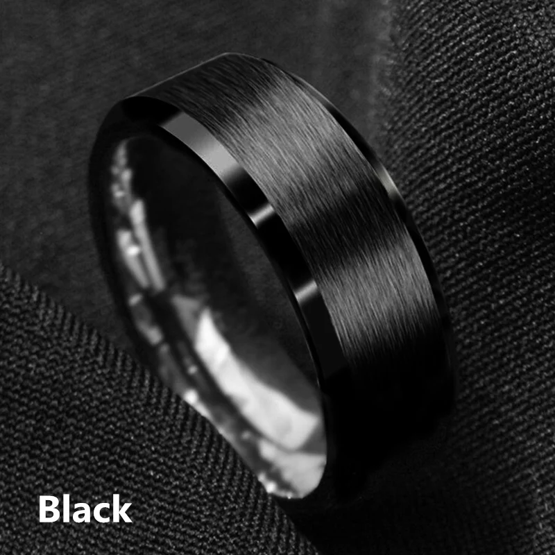 8mm Classic Men Ring Brushed Stainless Steel Wedding Band Unisex Rings Jewelry Accessories Party Gift For Men Rings