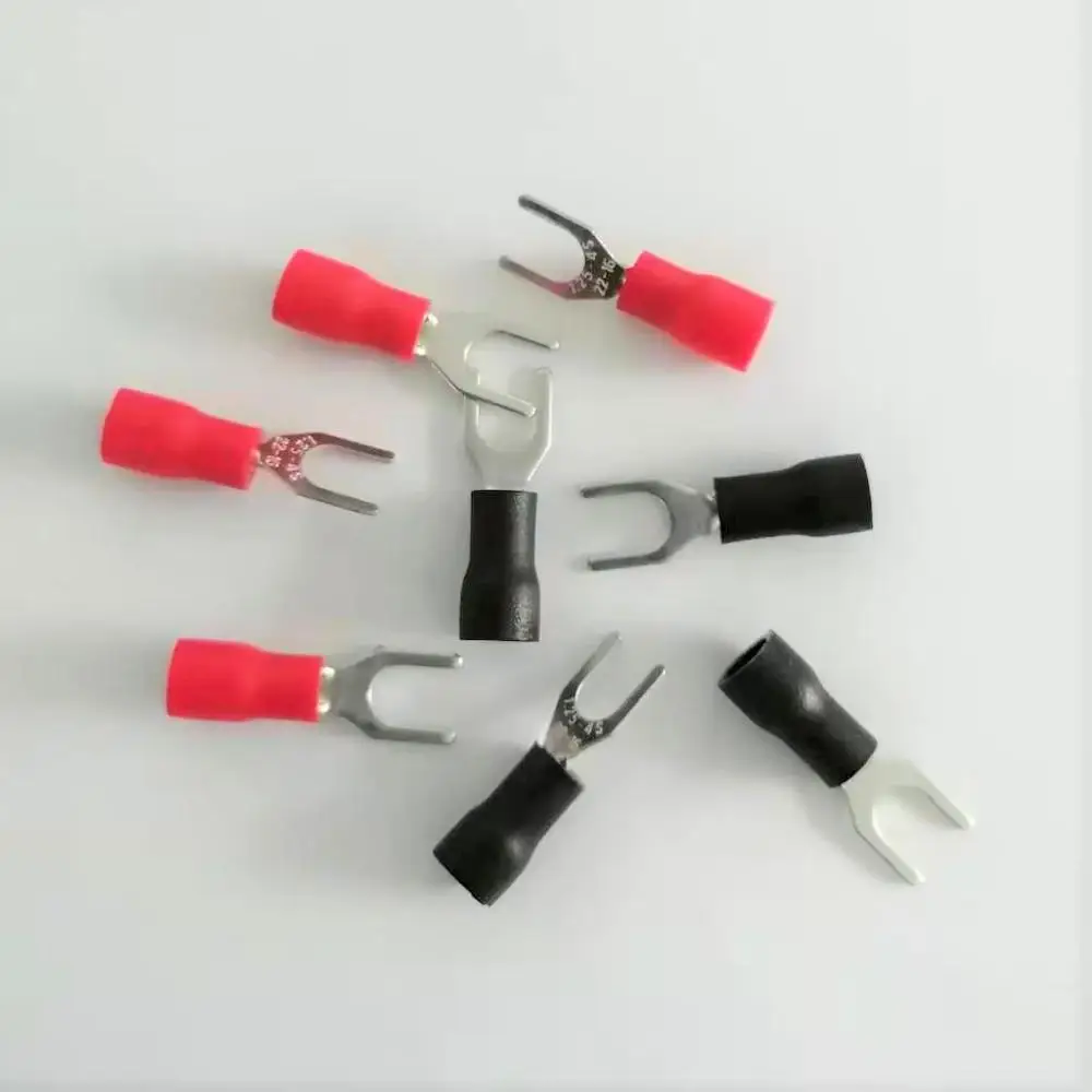 10pcs terminal block SV1.25-4S fork type U-type terminal insulation black/red