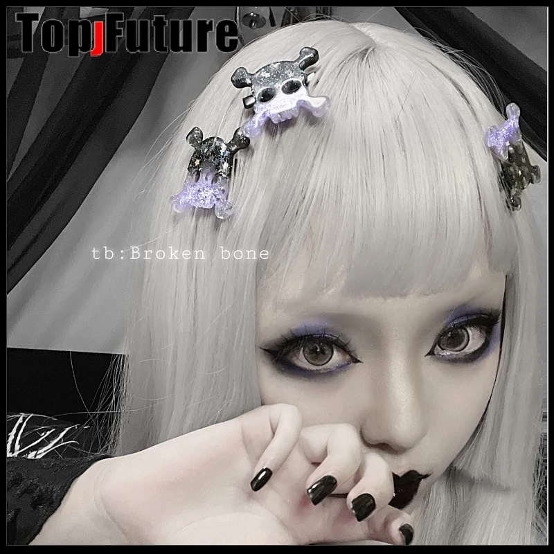 Gothic Lolita Women Girl Japanese Samurai Ninja Skull pins Skeleton forcine Punk Hair Clip spille Harajuku accessori per capelli