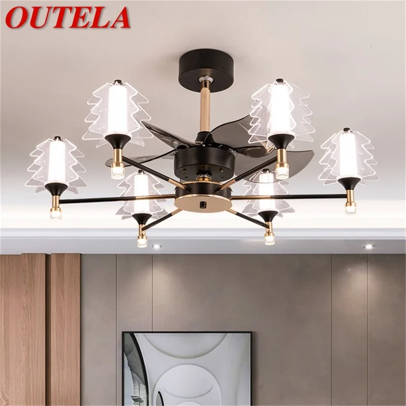 

OUTELA Postmodern Ceiling Fan with Lights Remote Control LED Lamp for Home Dining Room Decoration