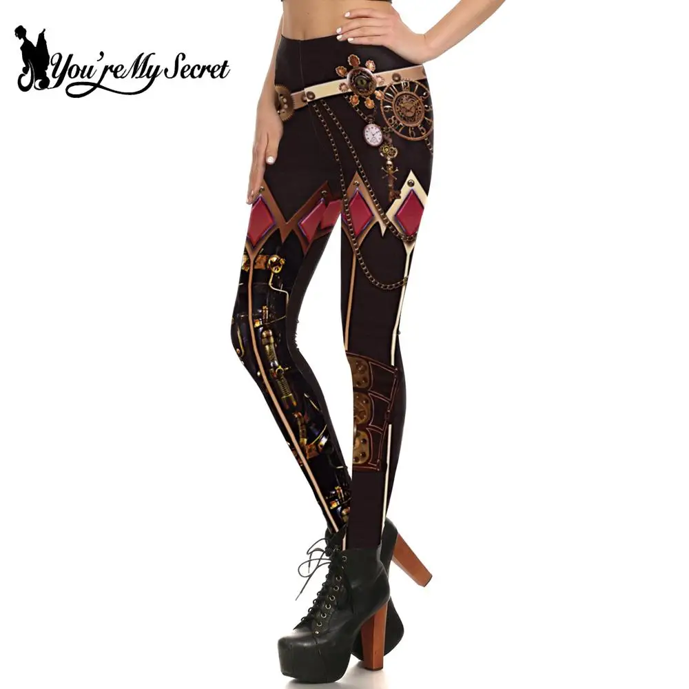 [You\'re My Secret] Fashion Women Leggings Mid Waist Sexy Slim Pants Steampunk Female Clothing Fitness Legging Trousers