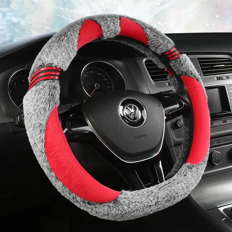 

D Shape 37-38cm Car Steering Wheel Cover Non-slip Plush for POLO GOLF 7 Scirocco Suzuki Swift Nissan Rogue High Quality