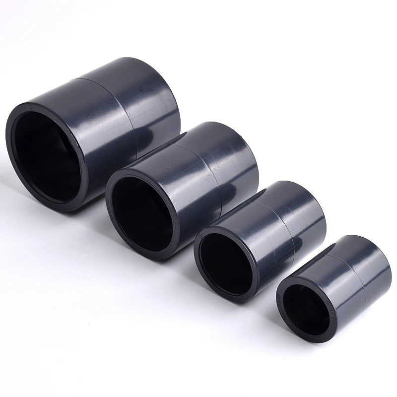 Inner Dia 20~63mm Dark Grey UPVC Pipe Straight Connector Irrigation System Hydroponics Planting Frame Plastic Socket Connectors
