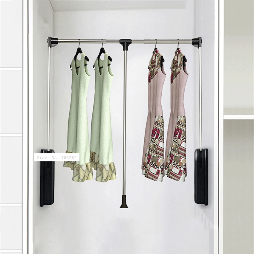 G0601/G0602/G0603 Checkroom Coatroom Wardrobe Adjustable Lifting Clothes Hanger Rail Cloakroom Locker Room Pull Down Hanging Bar