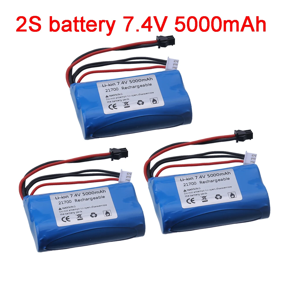 In stock  (SM Plug) 7.4V 5000mAH Li-ion Batery For RC Helicopter Car Tanks Train Boats Guns parts Toys 2S 7.4V battery Wholesale